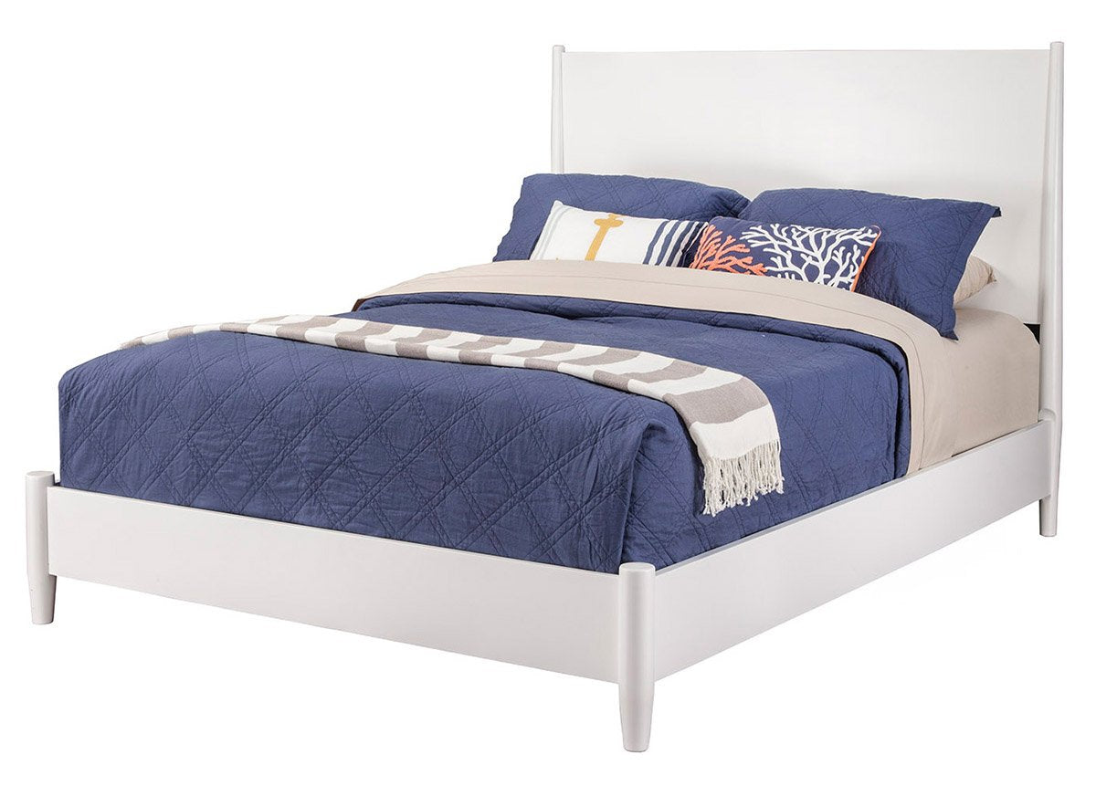 Alpine Furniture Mid Century Platform Bed, California King, White