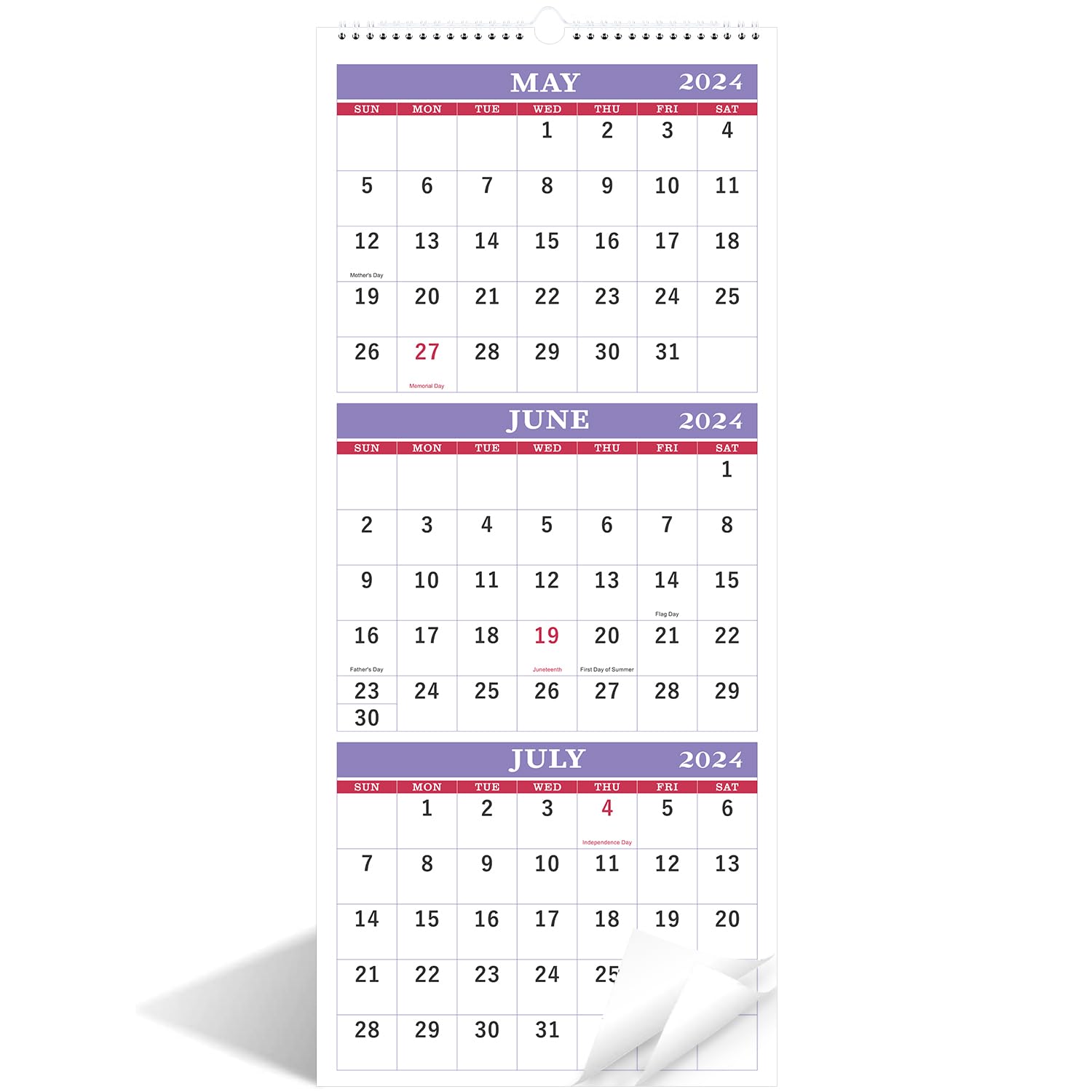 2024-2025 Wall Calendar - 3 Month Wall Calendar Display (Folded In A Month), May 2024 - June 2025, 11.25' X 26', 3 Month Calen