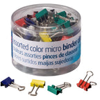 Officemate Micro Binder Clips, Assorted Colors, Metal, Model 31023, 100 Clips per Tub