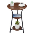 Dulcii Small Round End Table For Narrow And Small Space, 3-Tier Round Accent Couch Beside Table, Modern Side Table Corner Sofa Table Nightstand For Living Room Bedroom