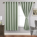 Jiuzhen Light Green Blackout Curtains With Tiebacks Thermal Insulated, Light Blocking And Noise Reducing Grommet Curtains For And Living Room, Set Of 2 Window Curtain Panels, 70 X 63 Inch Length