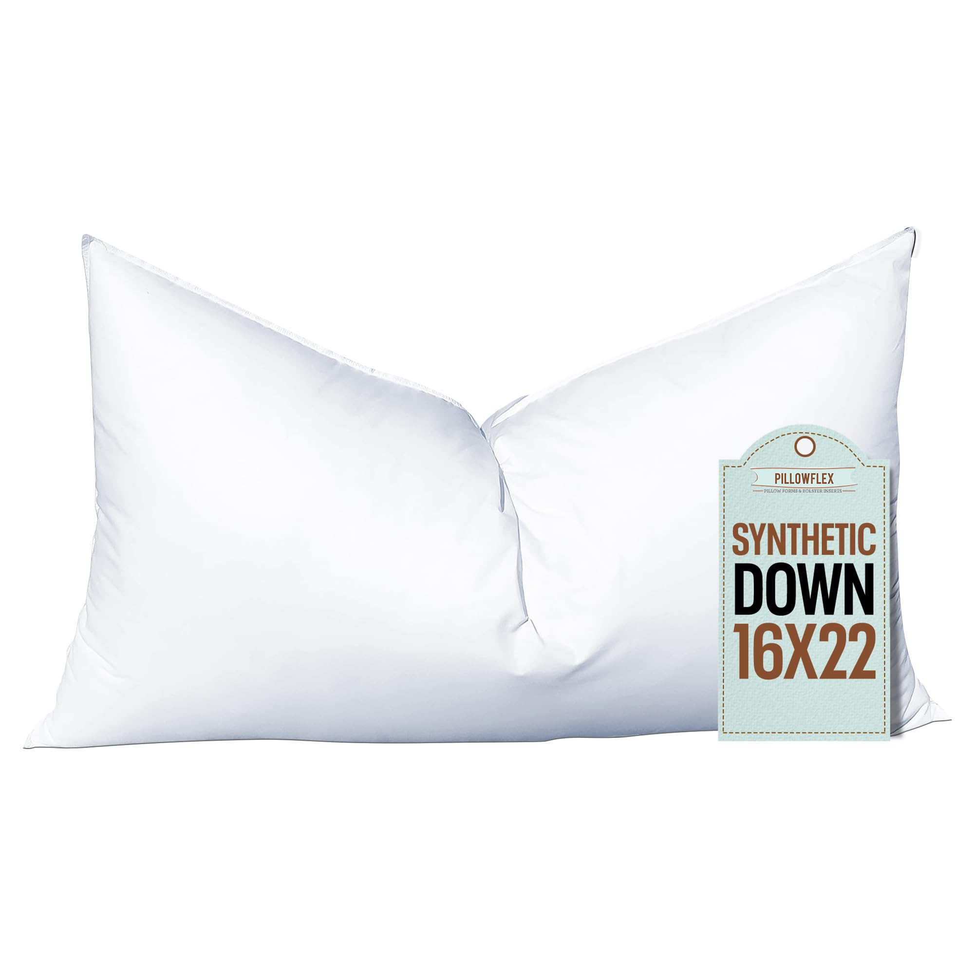 Pillowflex Synthetic Down Pillow Insert - 16X22 Down Alternative Pillow, Ultra Soft Body Pillow, Large Standard Body Bed Sleepin