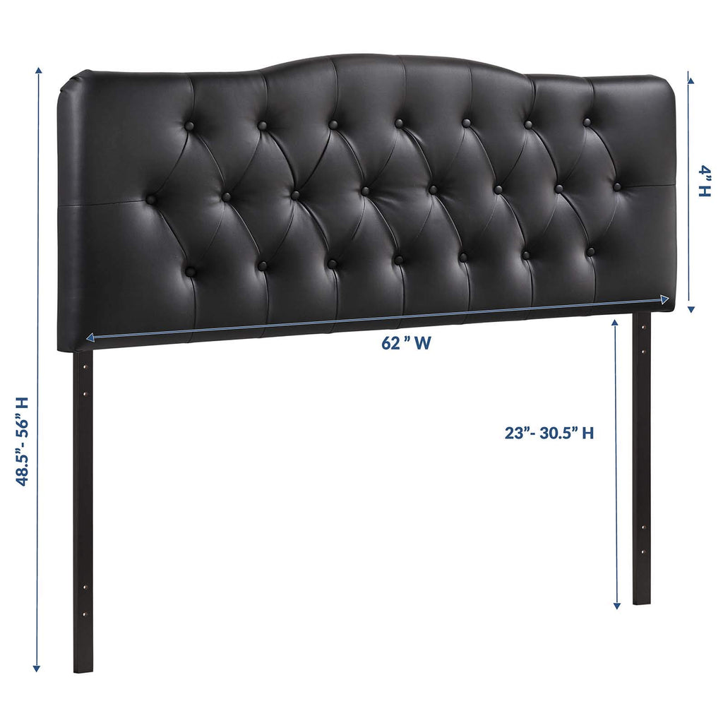 Modway Annabel Tufted Button Faux Leather Upholstered Queen Headboard in Black