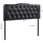 Modway Annabel Tufted Button Faux Leather Upholstered Queen Headboard in Black
