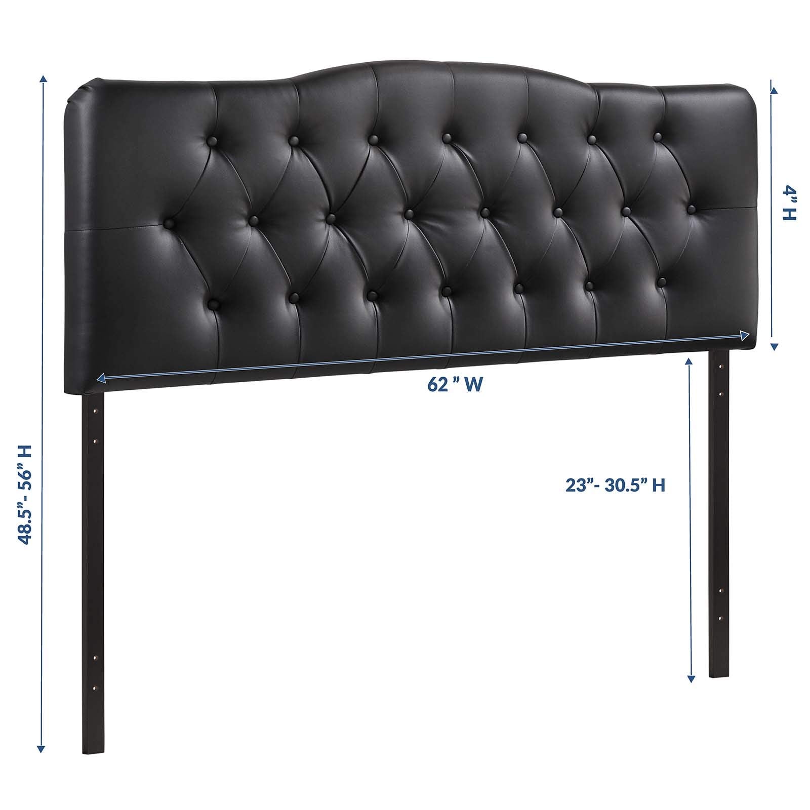 Modway Annabel Tufted Button Faux Leather Upholstered Queen Headboard in Black