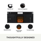Ameriwood Home Carson Fireplace Tv Stand For Tvs Up To 70 Inch, Replaceable Electric Fireplace Insert Heater, Realistic Log And Flame Effect, For Living Room Or Bedroom, Black