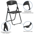 Flash Furniture 2 Pack Hercules Series 500 Lb. Capacity Heavy Duty Black Plastic Folding Chair With Built-In Ganging Brackets