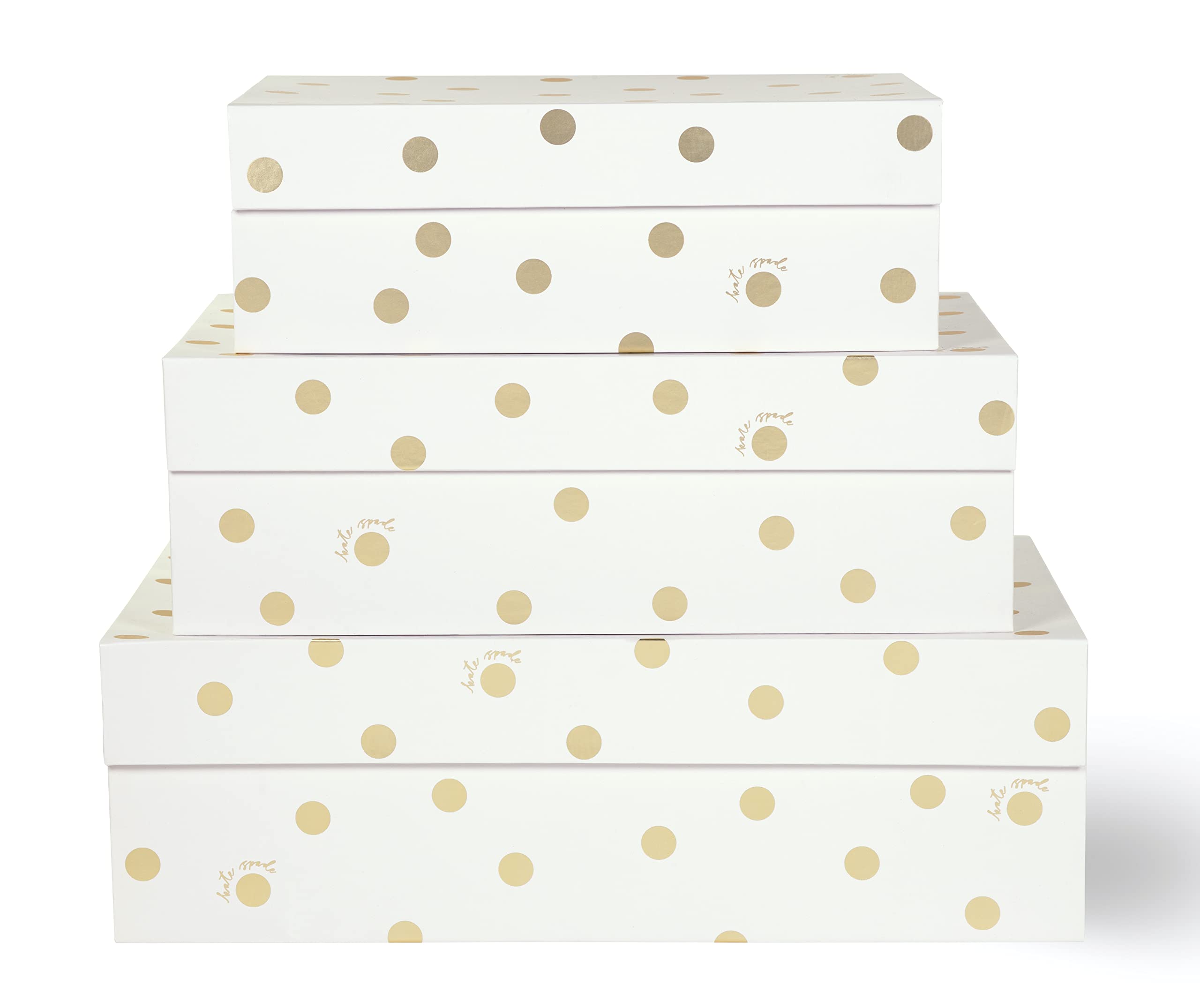 Kate Spade New York Decorative Storage Boxes with Lids, 3 Pack Sturdy Organizer Storage Bins, Includes Small Medium Large Pink N
