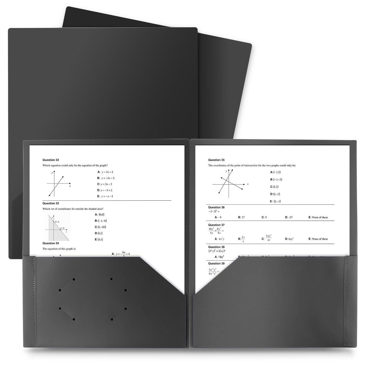 Dunwell Plastic Folders With Pockets, (Black, 3-Pack), 2 Pocket Poly Folders For School, Home Or Office, Durable Heavy Duty File