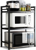 DOLALIKE Microwave Oven Rack, Expandable Microwave Stand Countertop Kitchen Utensils Tableware Storage, Carbon Steel Over Microw