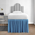 Sgi Bedding Dorm Bed Skirt Full Xl 36 Inch Drop Length - Mediterranean Blue, Ruffled Pattern College Dorm Room Bed Skirts - Spli