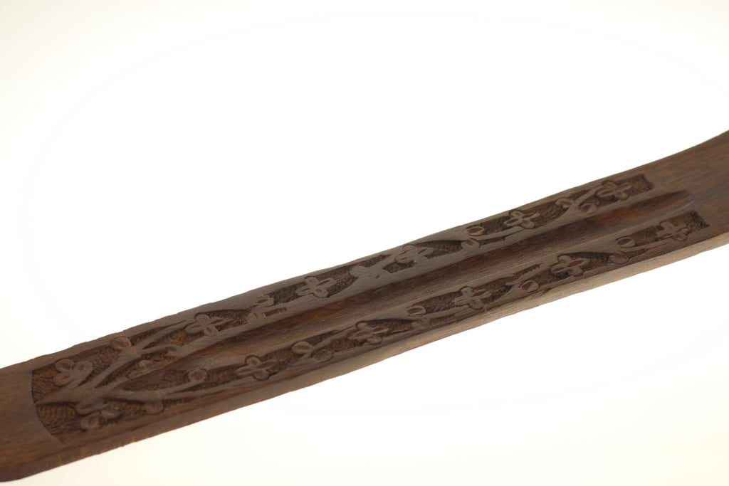 Incense Burner - Wooden Flat Carved Flower