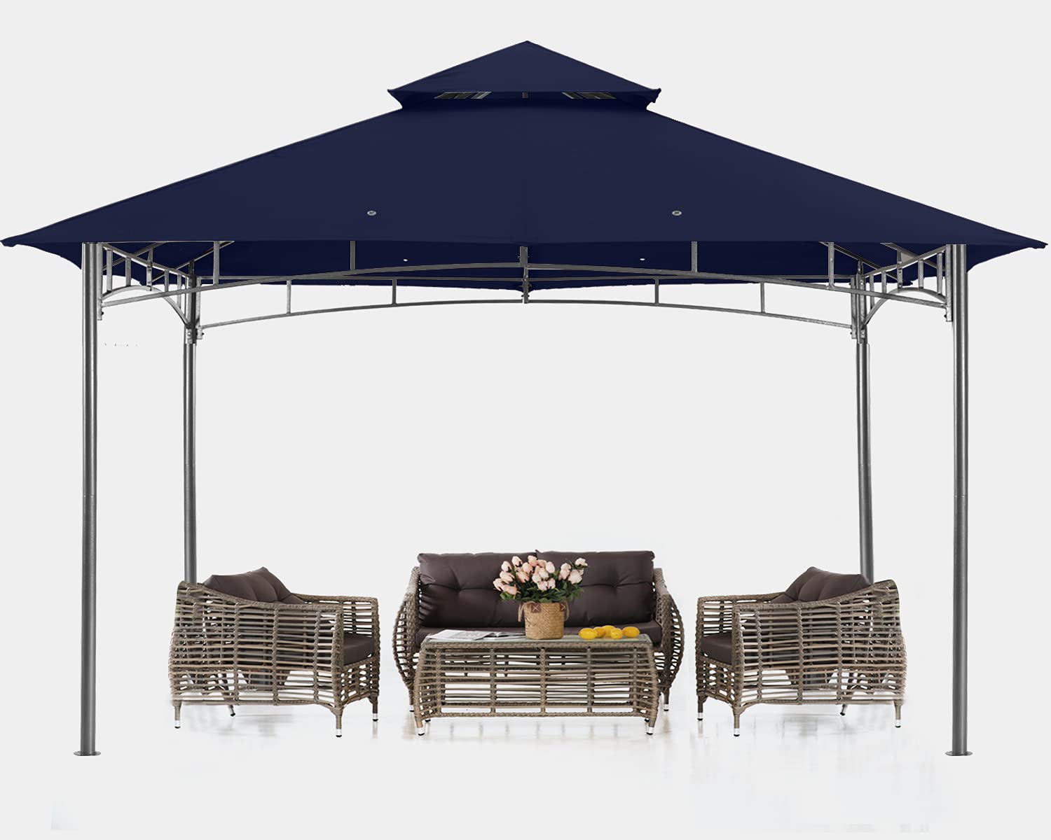 Abccanopy Gazebos For Patios 10X10 - Outdoor Steel Frame Gazebo For Lawn Backyard Garden Deck (Navy Blue)