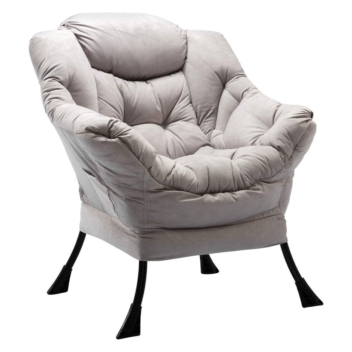 Hollyhome Modern Fabric Large Lazy Chair, Accent Oversized Comfy Reading Chair, Thick Padded Cozy Lounge Chair With Armrest, Single Steel Frame Leisure Sofa Chair For Living Room, Bedroom, Dorm, Grey