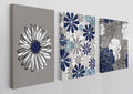 Navy Blue Dahlia Flower Daisy Flower Peony Floral Wall Art Canvas Farmhouse Flower Theme 11x14 Inch Prints(Set Of 3) Decor For H