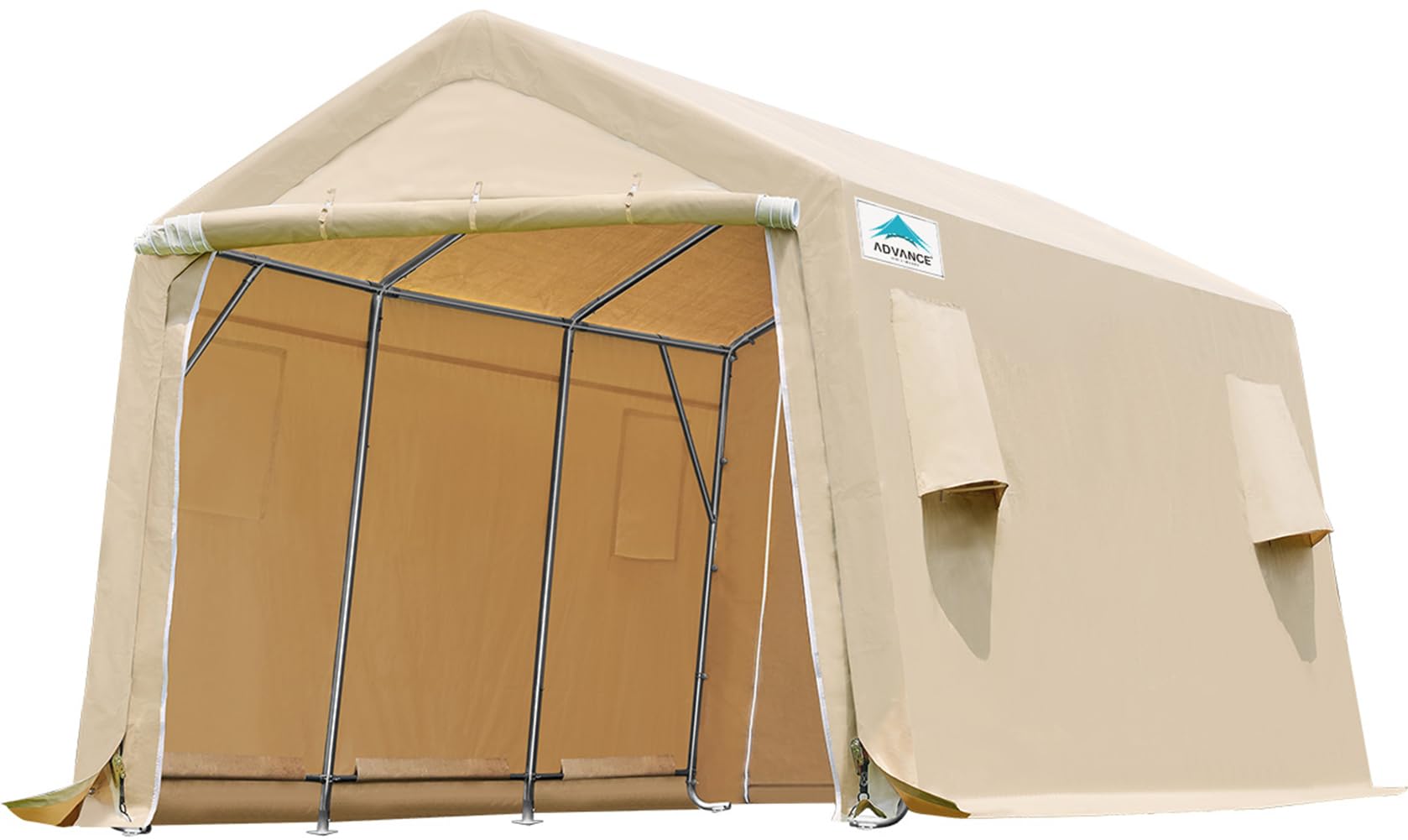 Advance Outdoor 10X15 Ft Shelter Storage Shed Steel Metal Peak Roof Anti-Snow Portable Garage Carports For Motorcycle, Boat Or G