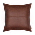 Brawarm Dark Brown Leather Throw Pillow 22 X 22 Inches, Faux Leather Pillow Cover With Piping, Hand Stitched Leather Decorative