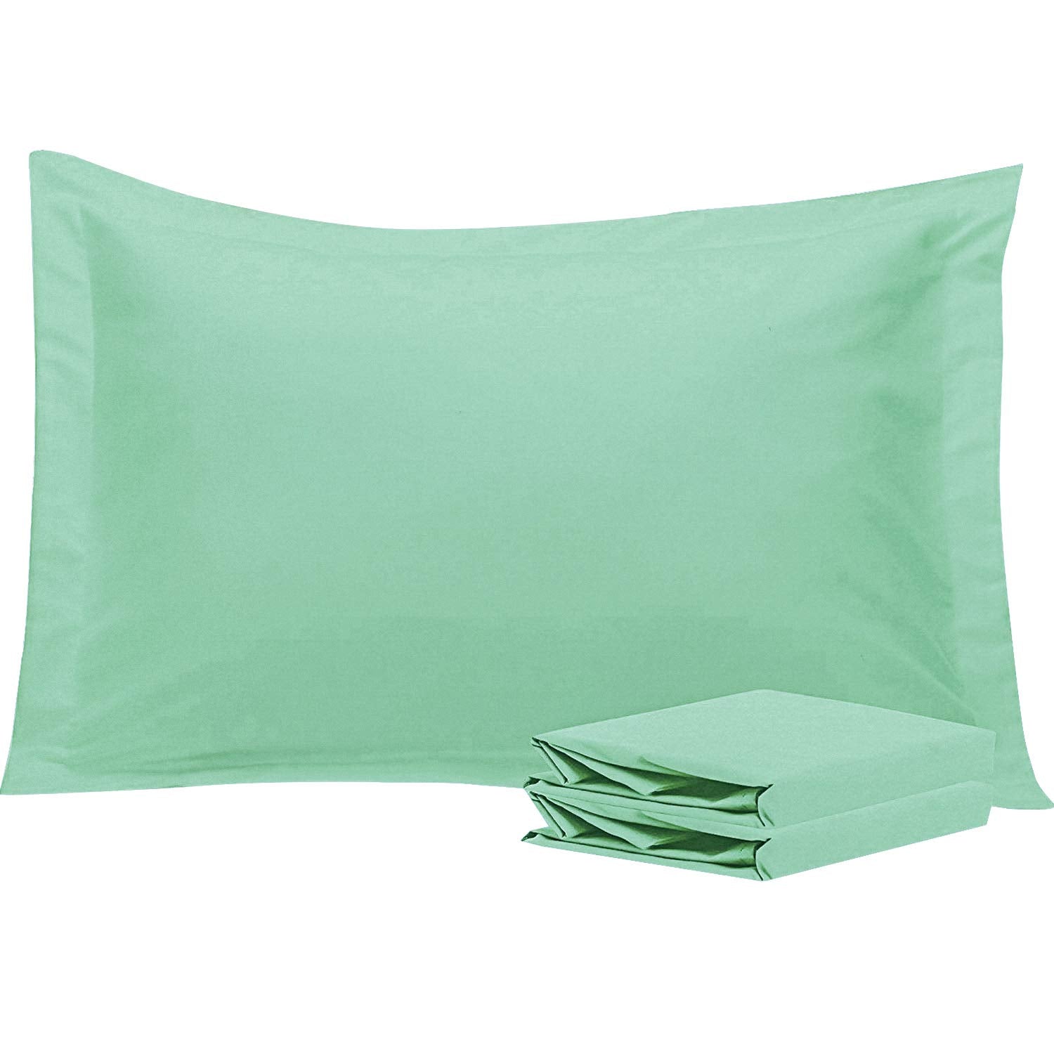 Ntbay 100% Brushed Microfiber Queen Pillow Shams Set Of 2, Super Soft And Cozy, Wrinkle, Fade, Stain Resistant 20X30 Inches Oxford Pillowcases, Sea Green