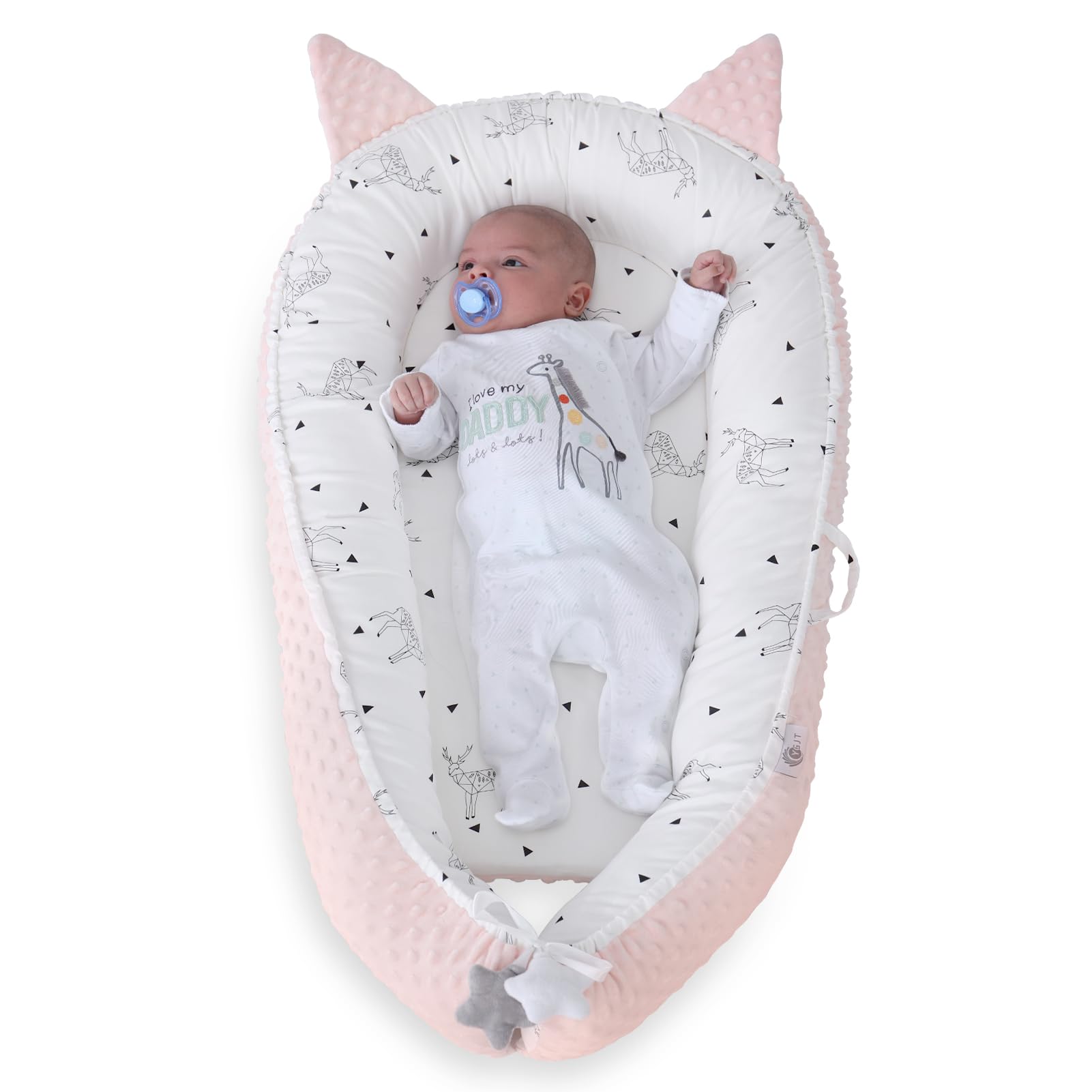 XPIY Baby Lounger - Baby Lounger for Newborn, Breathable & Soft Baby Nest Cover for Baby 0-24 Months, Babies Essentials Gifts, P