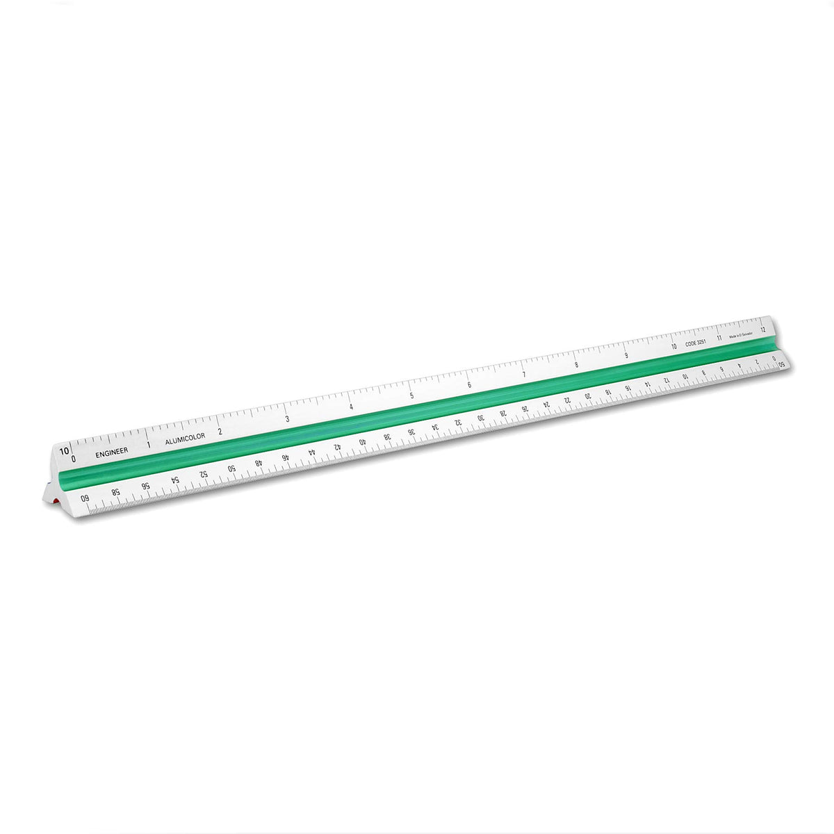 Alumicolor Aluminum Engineer Color-Coded Solid Drafting Scale, 12In, Silver