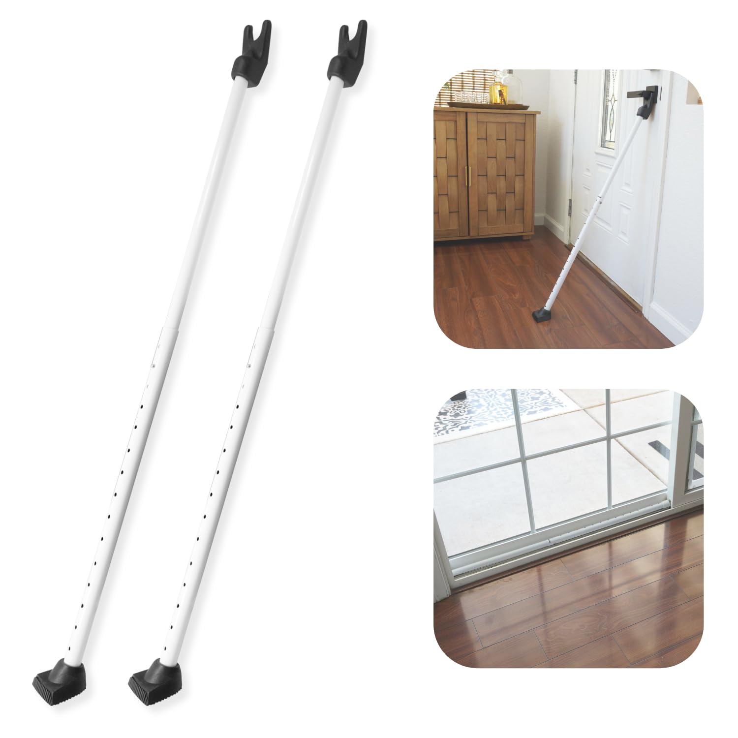 Door Security Bar, Securityman Heavy Duty 2-In-1 Door Stoppers Security Bar And Sliding Door Lock Bar (2 Pack) - Perfect Adjusta