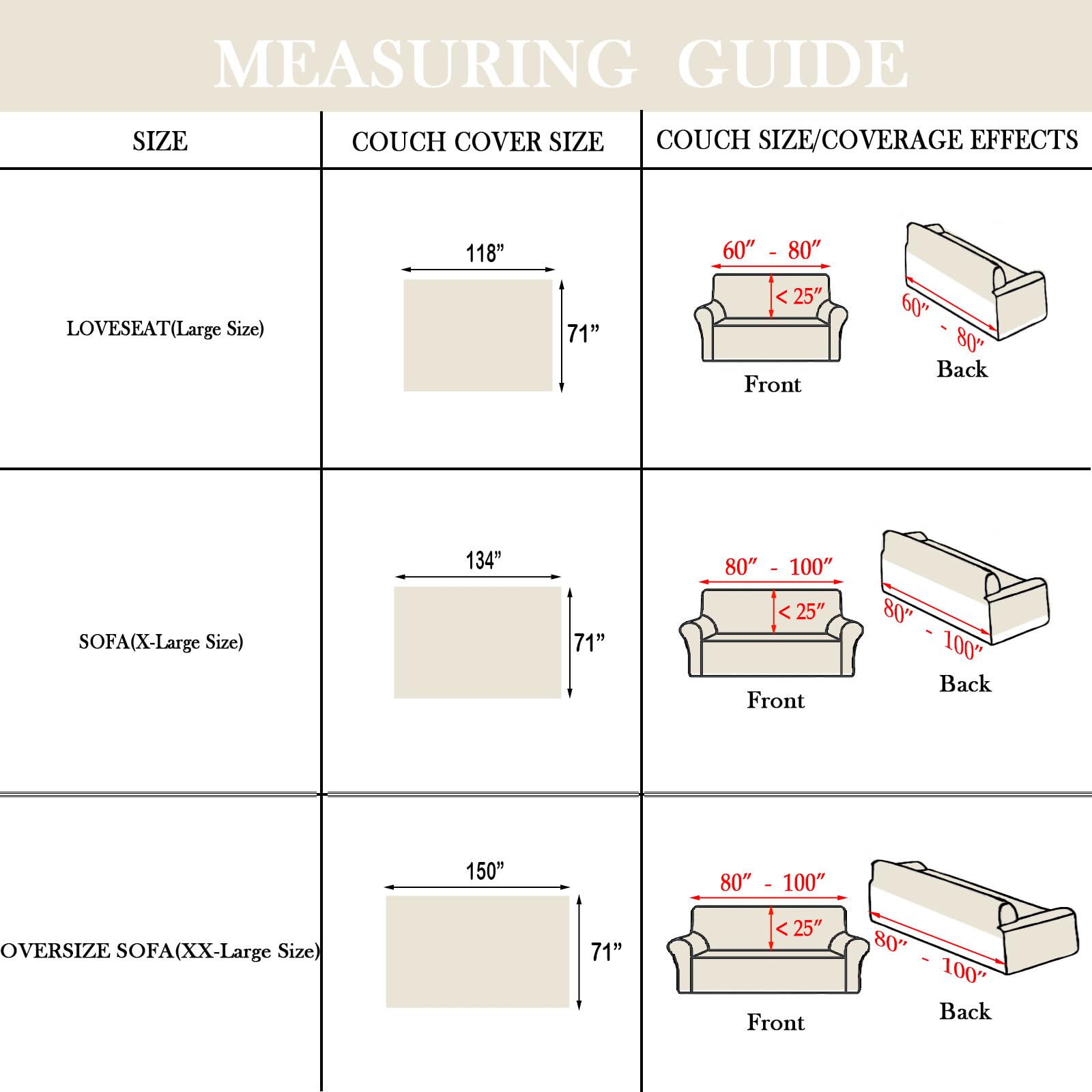 Handontime Beige Sofa Covers Couch Covers For 3 Cushion Couch Sofa Cute Couch Cushion Covers Pet Couch Protector Thick Chenille Couch Cover Loveseat Cover Multi-Functional Throw Cover, 71' X118'