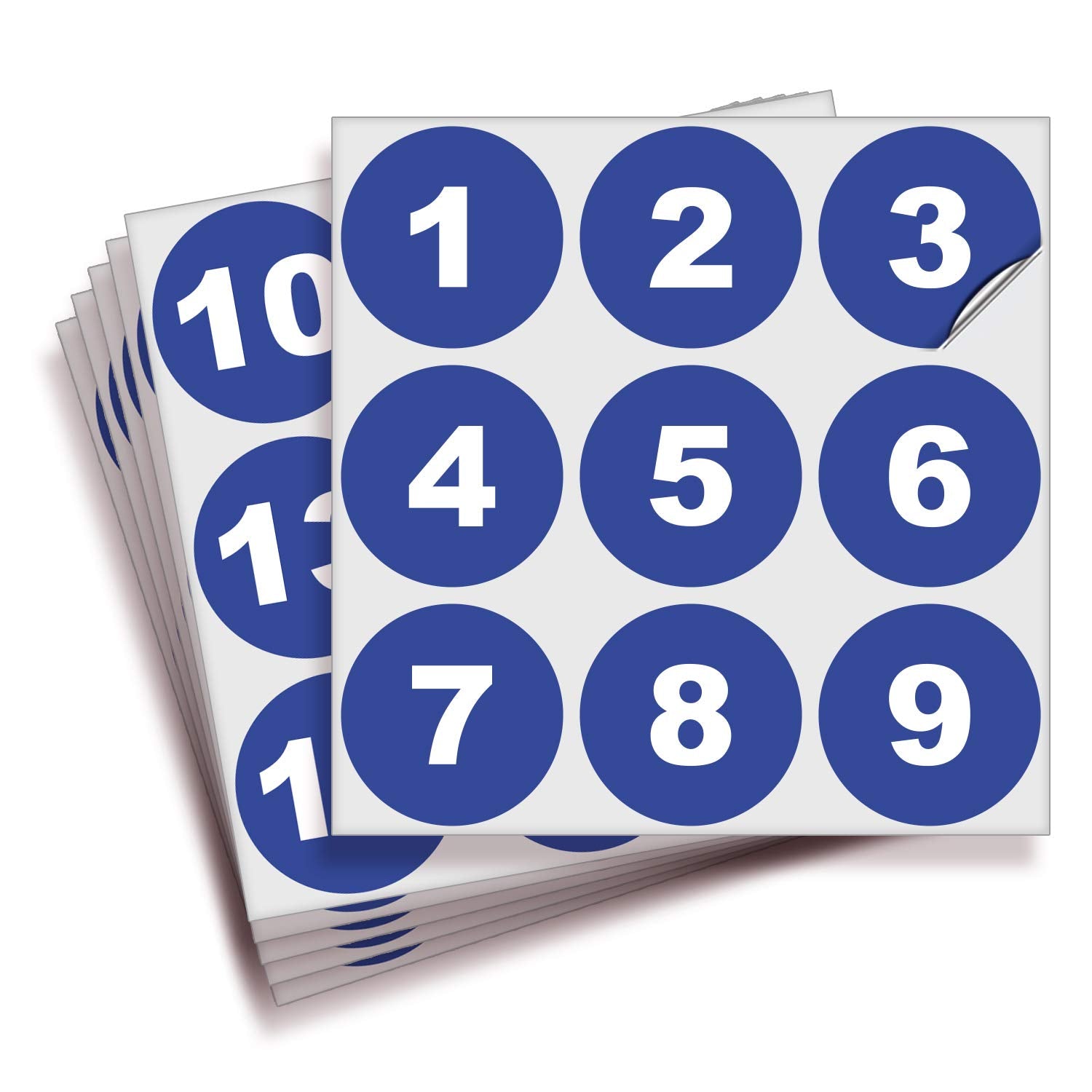 Isyfix Blue Consecutive Number Stickers - 1 To 50, 2-Inch, 1 Set - Vinyl Self Adhesive Premium Decal, Ideal For Inventory, Stora