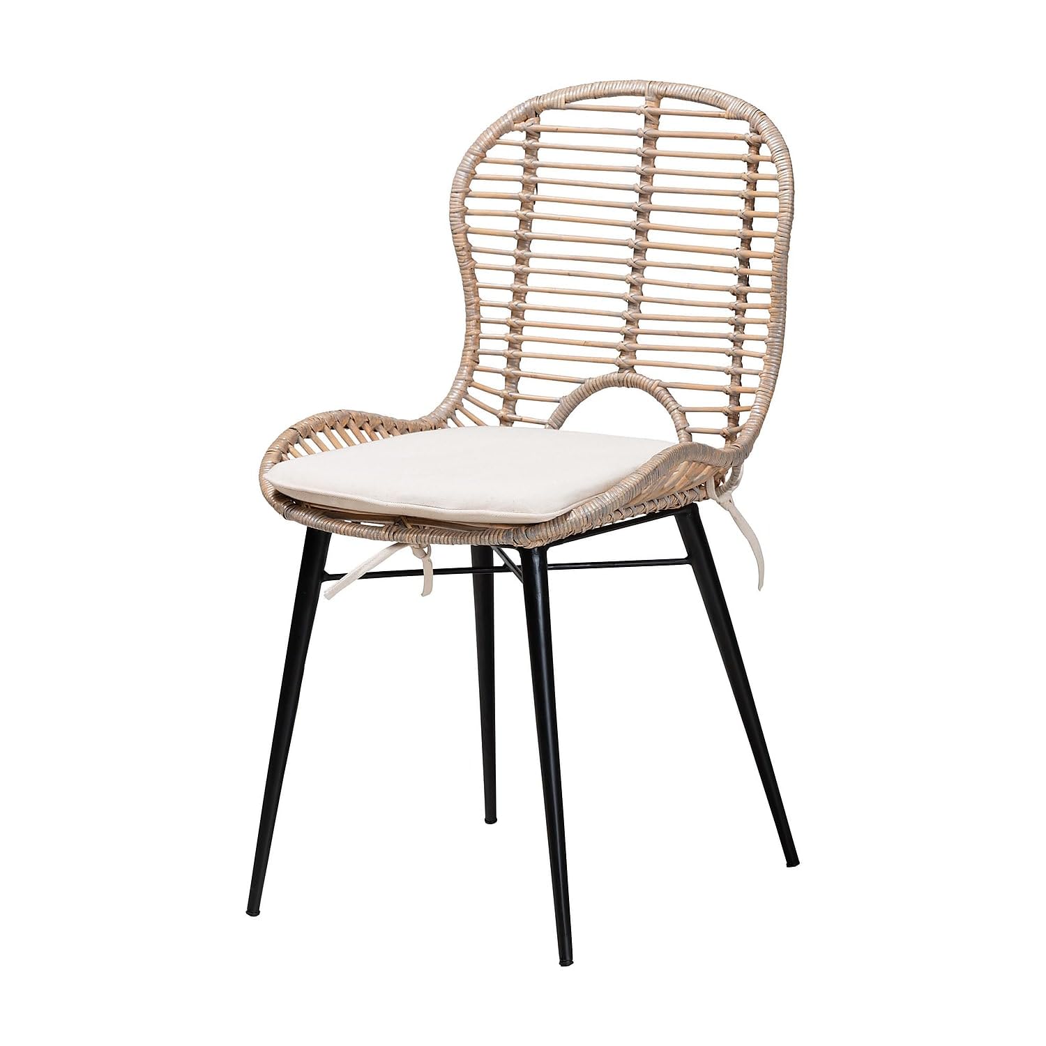 Baxton Studio Brenna 47.2-inch W Dining Set, Greywash/Natural Brown/White, 5-Piece (2341282613280HT)