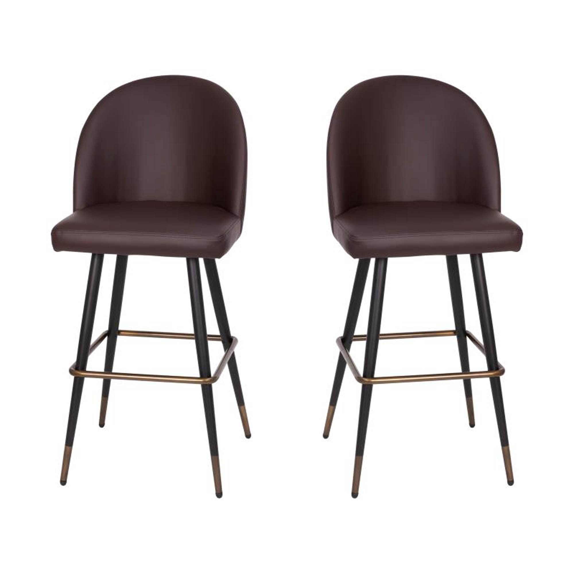 Flash Furniture Lyla Commercial Grade Modern Armless Barstools - Brown Leathersoft Upholstery - 30&Quot; Barstool - Contoured Backrest - Steel Frame & Footrest - Set Of 2