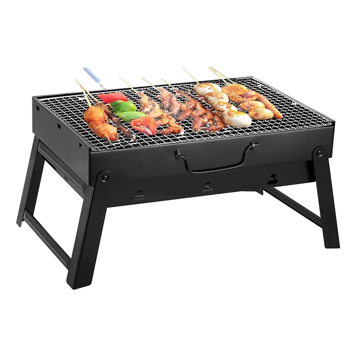 Yahpetes Portable Charcoal Grill 13.78' Folding Bbq Barbecue Folding Barbecue Rack Wire Meshes Portable Household Charcoal Gril