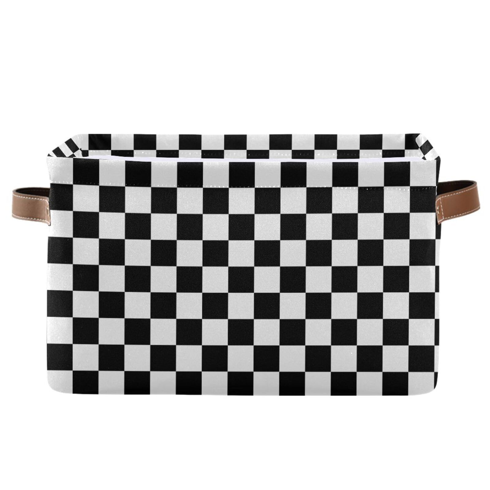 Emelivor Checkerboard Plaid Storage Basket Bins Foldable Decorative Storage Box Laundry Hamper Baskte Storage for Pet Books Clot