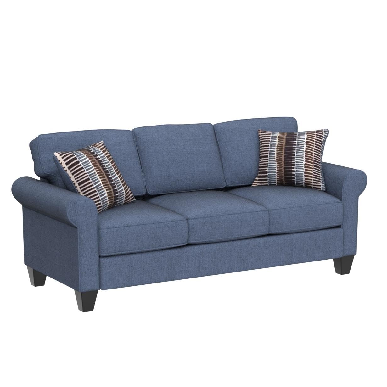 American Furniture Classics Series Model 8-010-A330V8 Two Abstract Chenille Pillows Sofas, Indigo Blue
