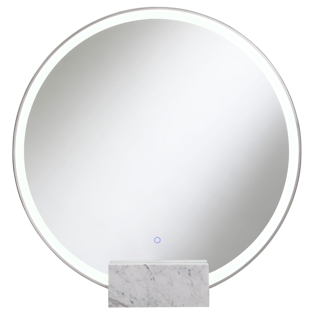 Coaster Home Furnishings Jocelyn Round Table Top Led Vanity Mirror White Marble Base, Chrome
