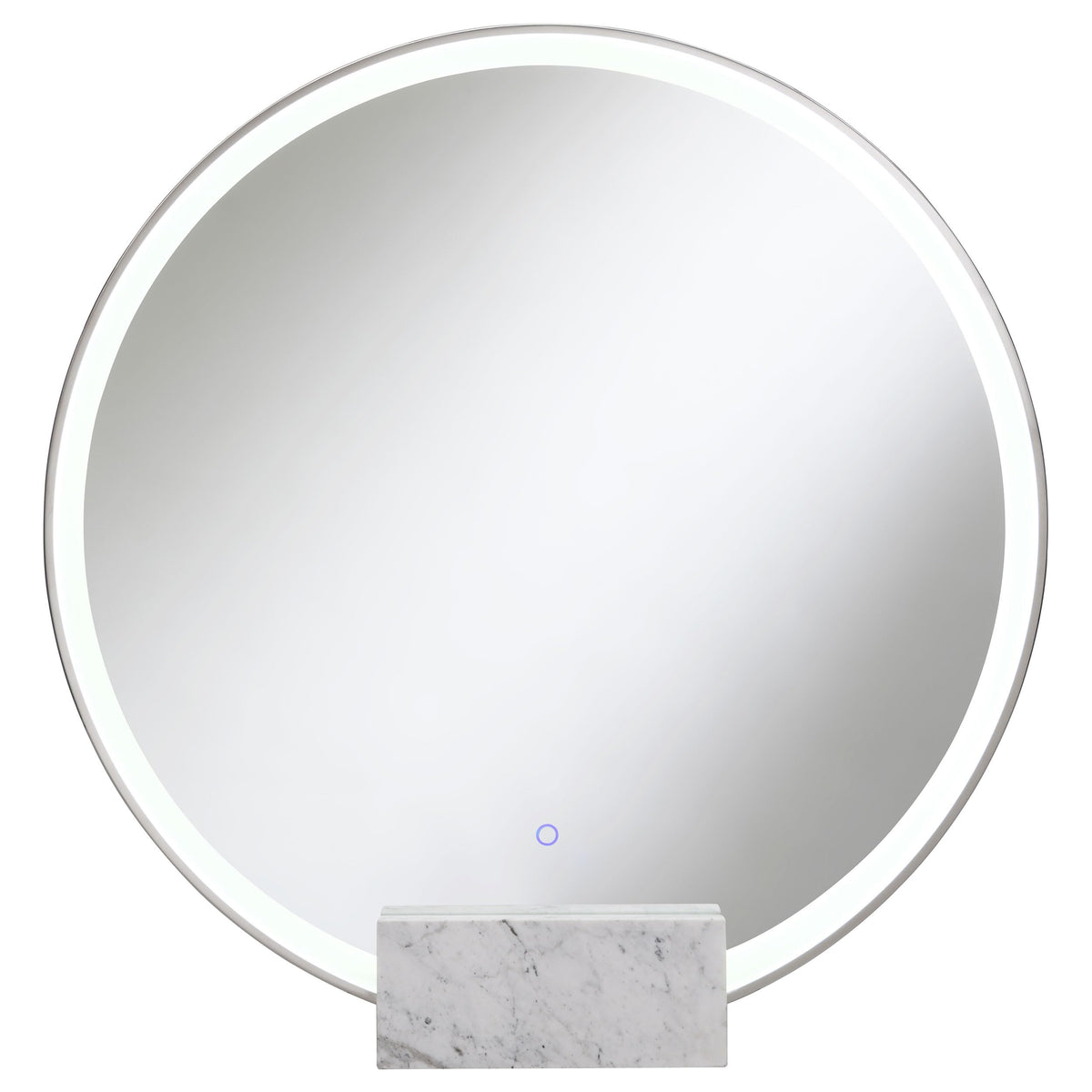 Coaster Home Furnishings Jocelyn Round Table Top Led Vanity Mirror White Marble Base, Chrome