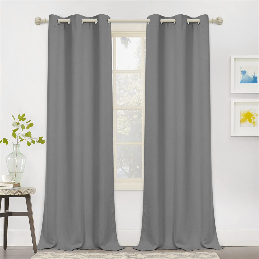 MYSKY HOME Blackout Curtains 95 Inches Long for Living Room Grey Curtains for Bedroom Gray Thermal Insulated Curtains Room Darke