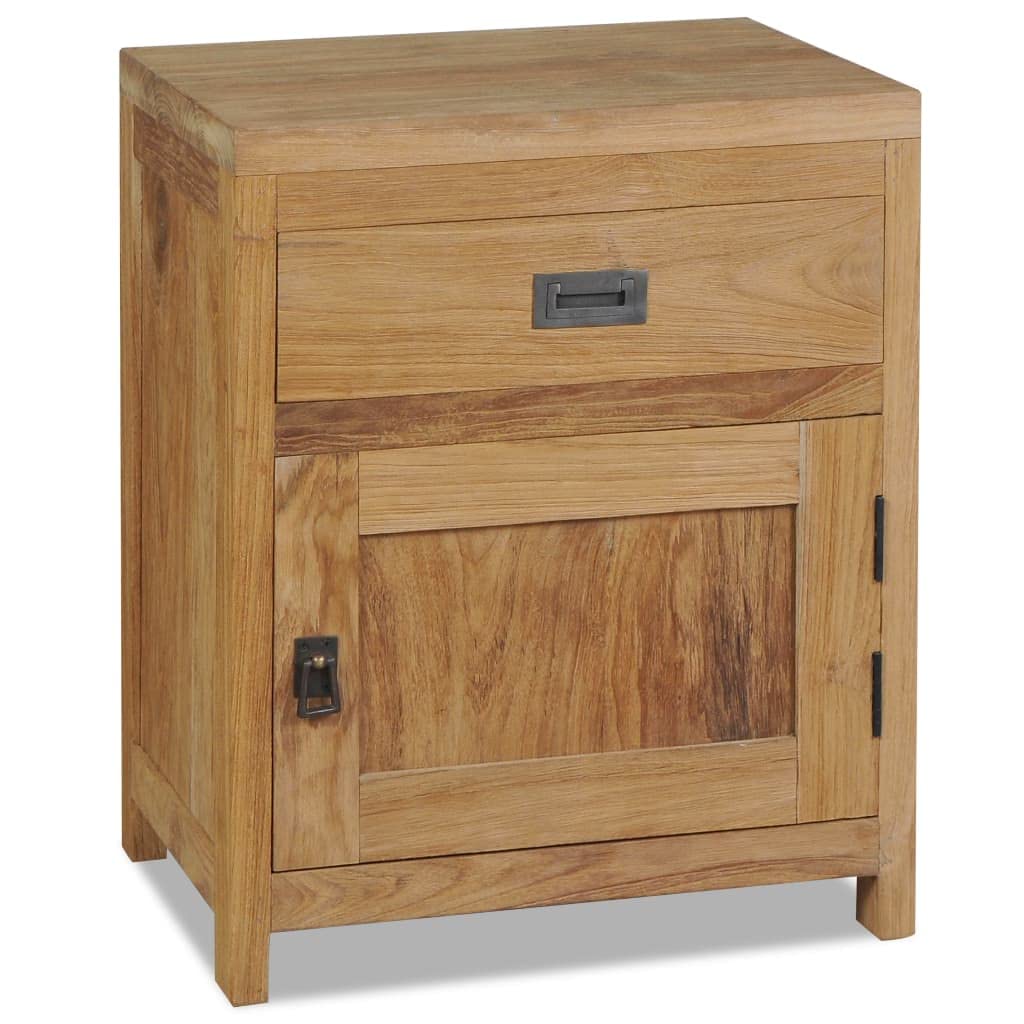 vidaXL Bedside Cabinet in Solid Teak - Multi-Functional as Side Table and End Table with Rustic Charm for The Interior