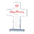 YWHL 40th Wedding Anniversary Cross Gifts for Parents, 40 Years of Marriage Glass Standing Cross Keepsake for Couple, 40 Years A