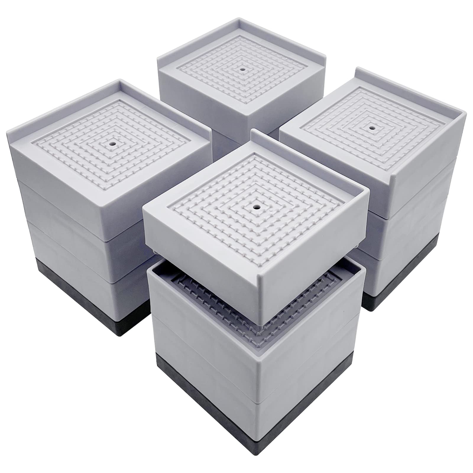 Jonhwi Bed Risers, 4.5 Inch Heavy Duty Square Adjustable Furniture Risers, Stackable Risers For Sofa, Table Legs Extenders, Supp