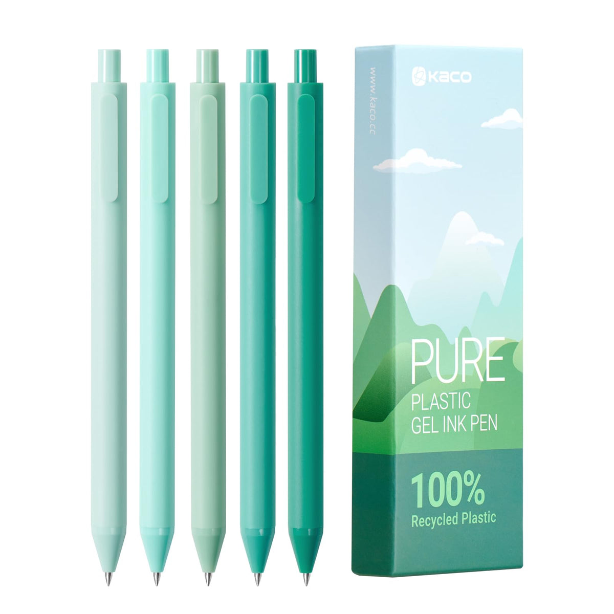 Kaco Pure Gel Ink Pen Plastic 5 Pieces Set Aesthetic Pens Quick Drying Office Stationery