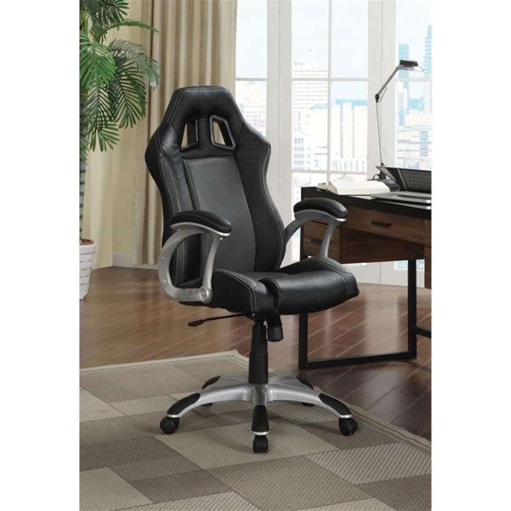 Coaster Home Furnishings Contemporary Black/Grey Office Chair with Air Ventilation, 28&quot; D x 26.5&quot; W x 44&quot; H (CO-800046)