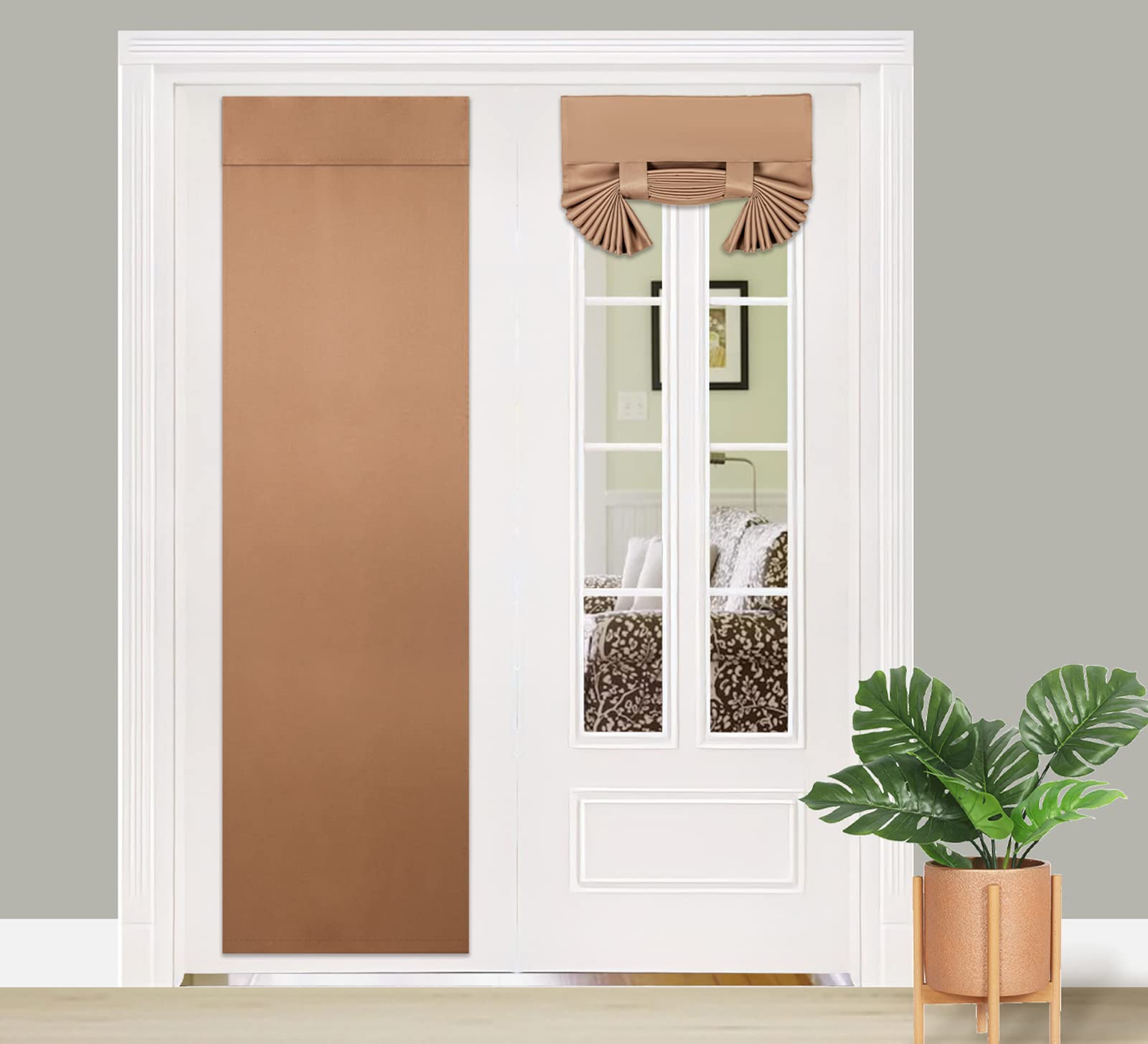 PI Blackout French Door Curtain,Door Window Shade Privacy Thermal Insulated Long Door Curtain for Glass Door/Sliding Door/Tie up