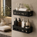 Maulix Wall Mounted Bathroom Shelf Organizer No Drill Adhesive Waterproof Plastic Shower Storage Rack For Kitchen Vanity Washroo