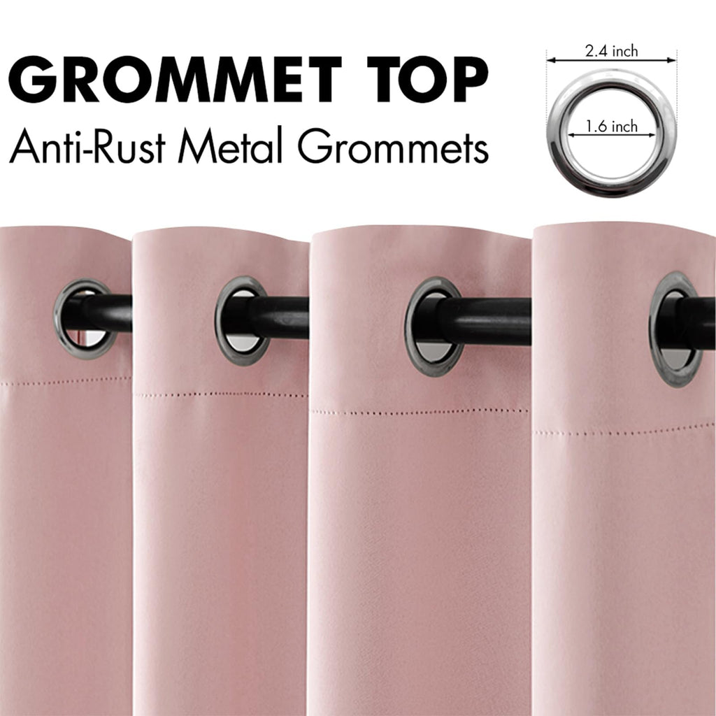 Miulee Room Darkening Curtains Thermal Insulated Drapes Solid Window Treatment Set Grommet Top Light Blocking Blackout Curtain For Living Room/Bedroom 2 Panels 42 X 84 Inch Baby Pink