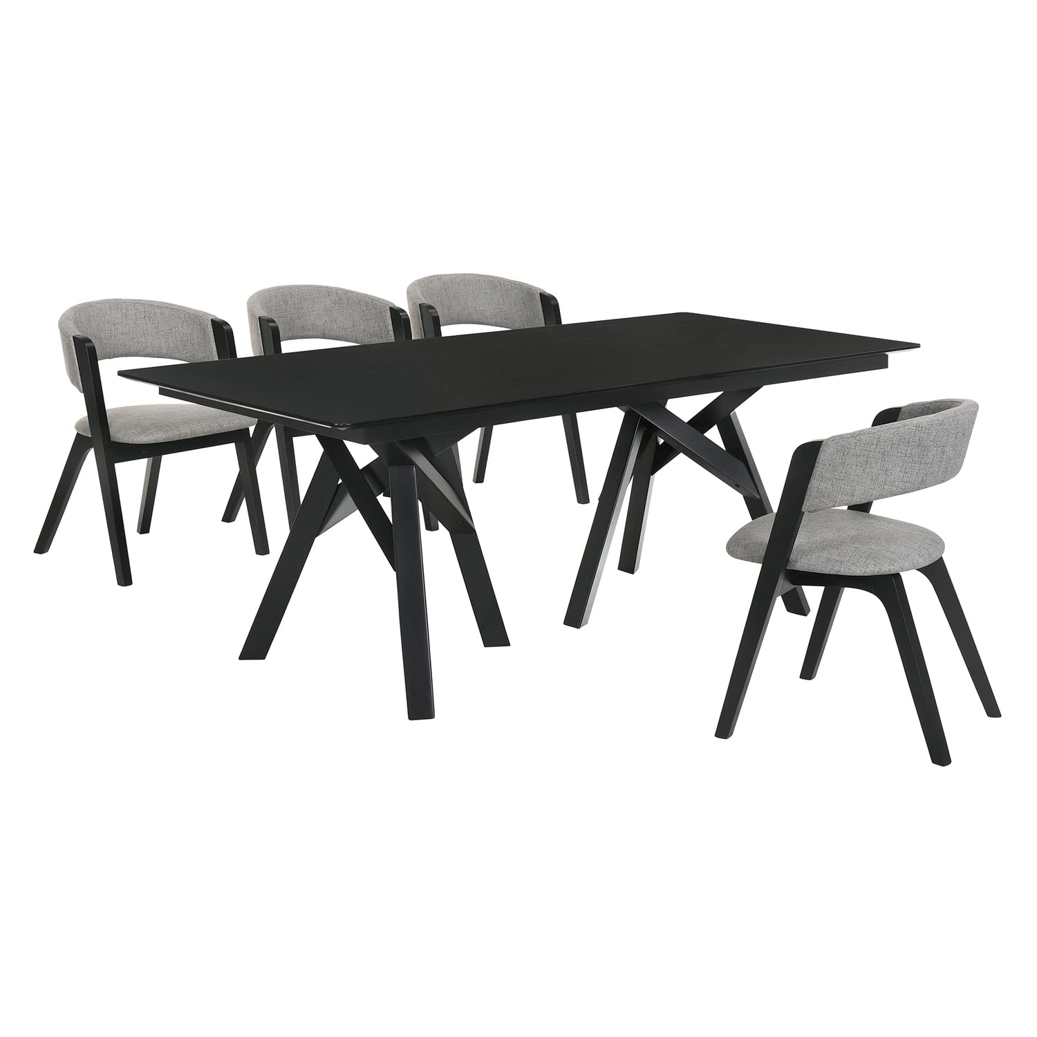 Armen Living Cortina Rowan 5 Piece Black Dining Set