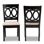 Baxton Studio Lenoir Contemporary Fabric Dining Chair, Sand Brown and Espresso, 2/Pack (162-2P-10523-HT)