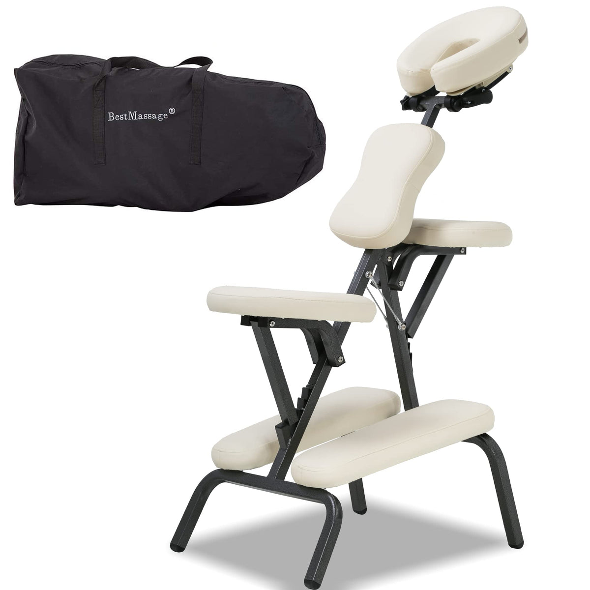 Cream 4' Portable Massage Chair Tattoo Spa Free Carry Case Tattoo Chiro