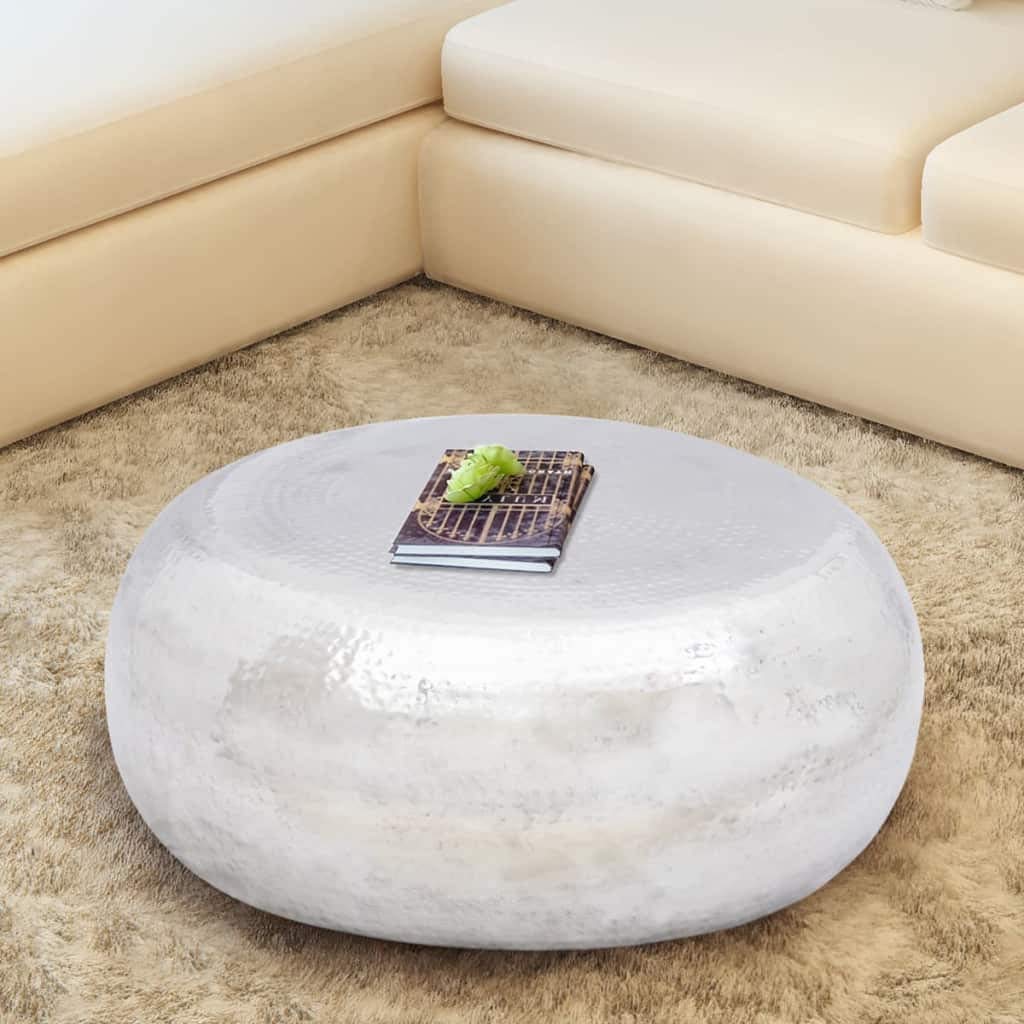 vidaXL Hammered Aluminum Coffee Table Side Accent Couch Table Silver/Brass