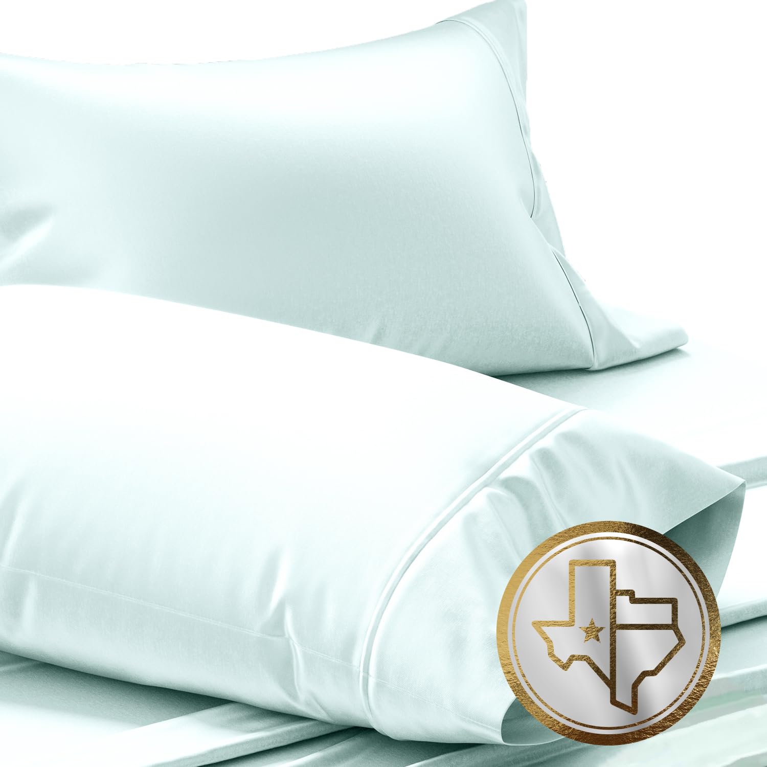 Texas Linen Co. 100% Egyptian Cotton, 1000 Thread Count Pillowcases Set Of 2 - Sea Foam, Queen, Cooling, Hypoallergenic