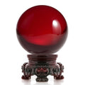 Amlong Crystal 3 inch (80mm) Red Crystal Ball with Redwood Lion Resin Stand and Gift Box for Decorative Ball, Lensball Photograp