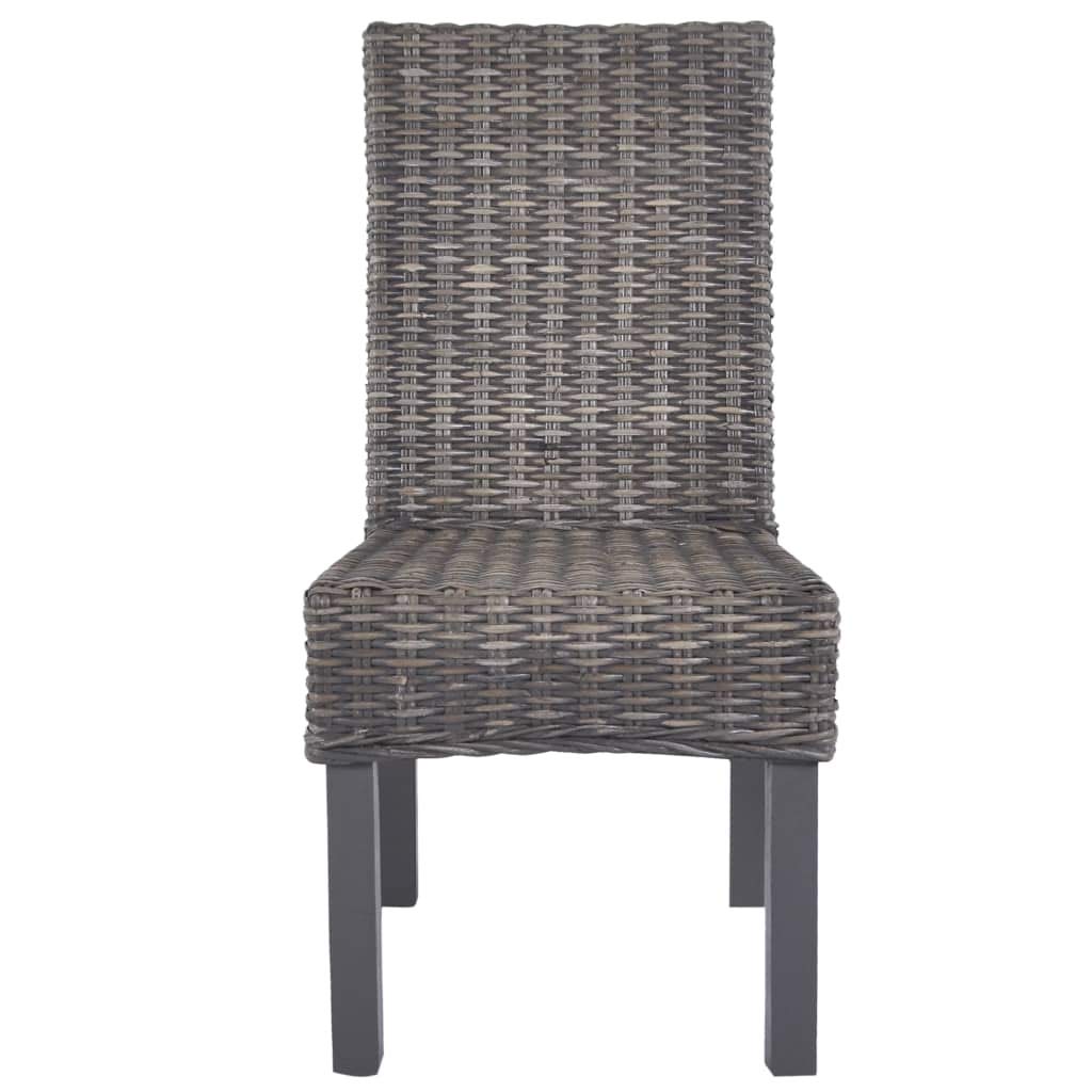 vidaXL Dining Chairs Set of 6 Brown Kubu Rattan and Mango Wood